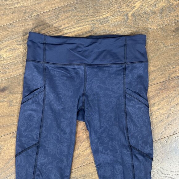 LULULEMON Speed Tight Luxtreme Ruched Legging Navy Paisley Inkwell Sz 6 - Picture 3 of 5